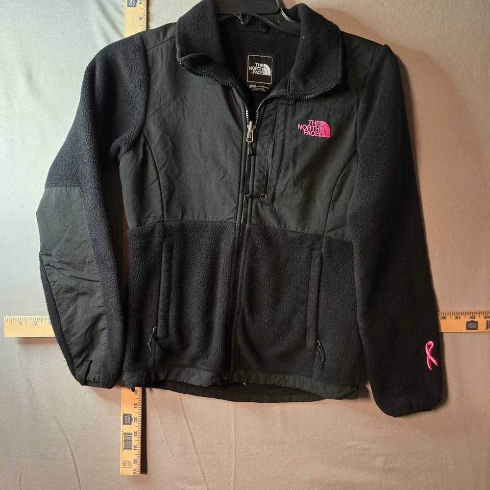 The North Face Denali Fleece Jacket Womens XS Black Pink Ribbon Breast Cancer